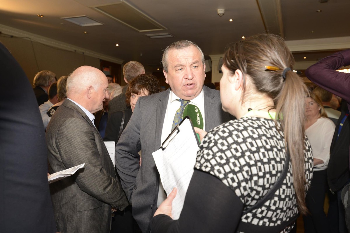 Michael McDonagh speaking to Fiona Cahill of Clare FM. Picture: Eugene McCafferty.