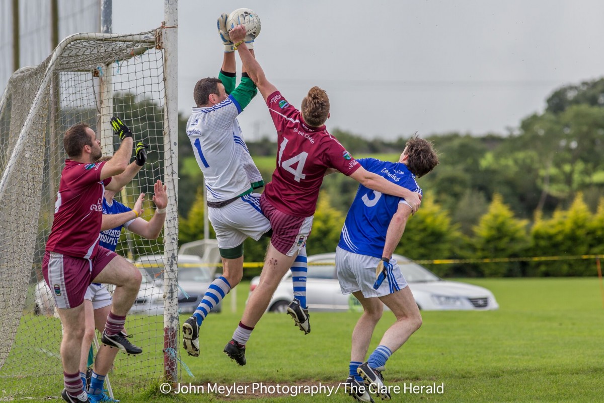 Safe hands as Pierce DeLoughrey controls the ball against Lissycasey. Pic: John Meyler