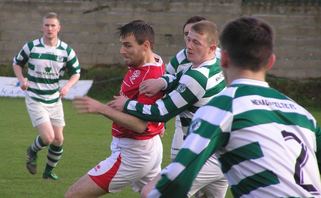 Newmarket striker David McCarthy scored twice this evening. Pic Oliver Fitzpatrick