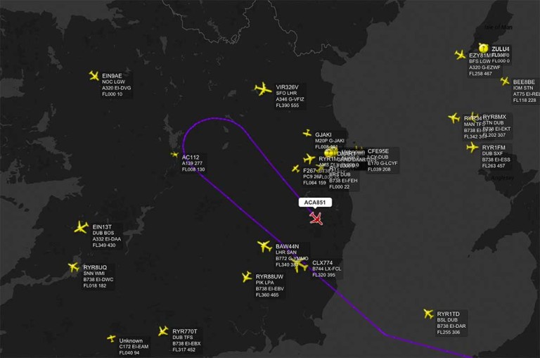 Flight turns around and returns to London