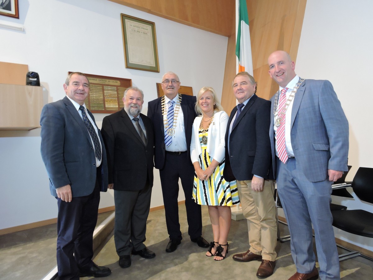 The newly elected Cathaoirligh and Mayor of the Municipal Districts of West Clare, Killaloe, Shannon and Ennis pictured at Áras Contae an Chláir this week LEFT-RIGHT: Cllr. Tony O'Brien (Killaloe); Cllr. John Crowe (Shannon); Mayor Ann Norton (Ennis); and Cllr. Bill Slattery (West Clare).