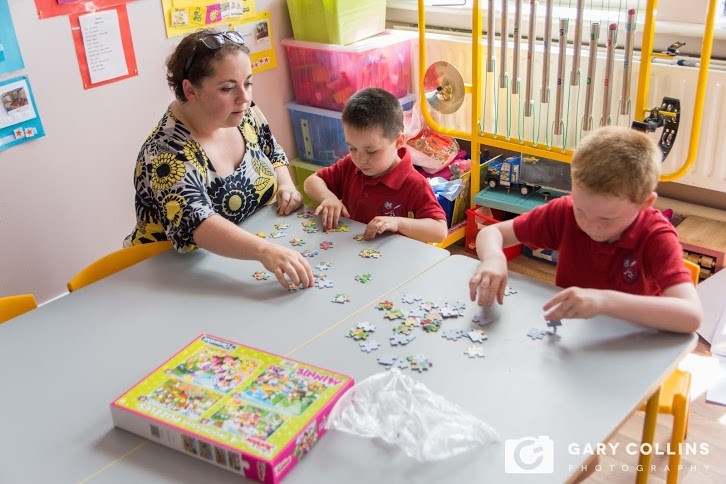 Maria Kelly working with some of the Acorns students. Pic: Gary Collins