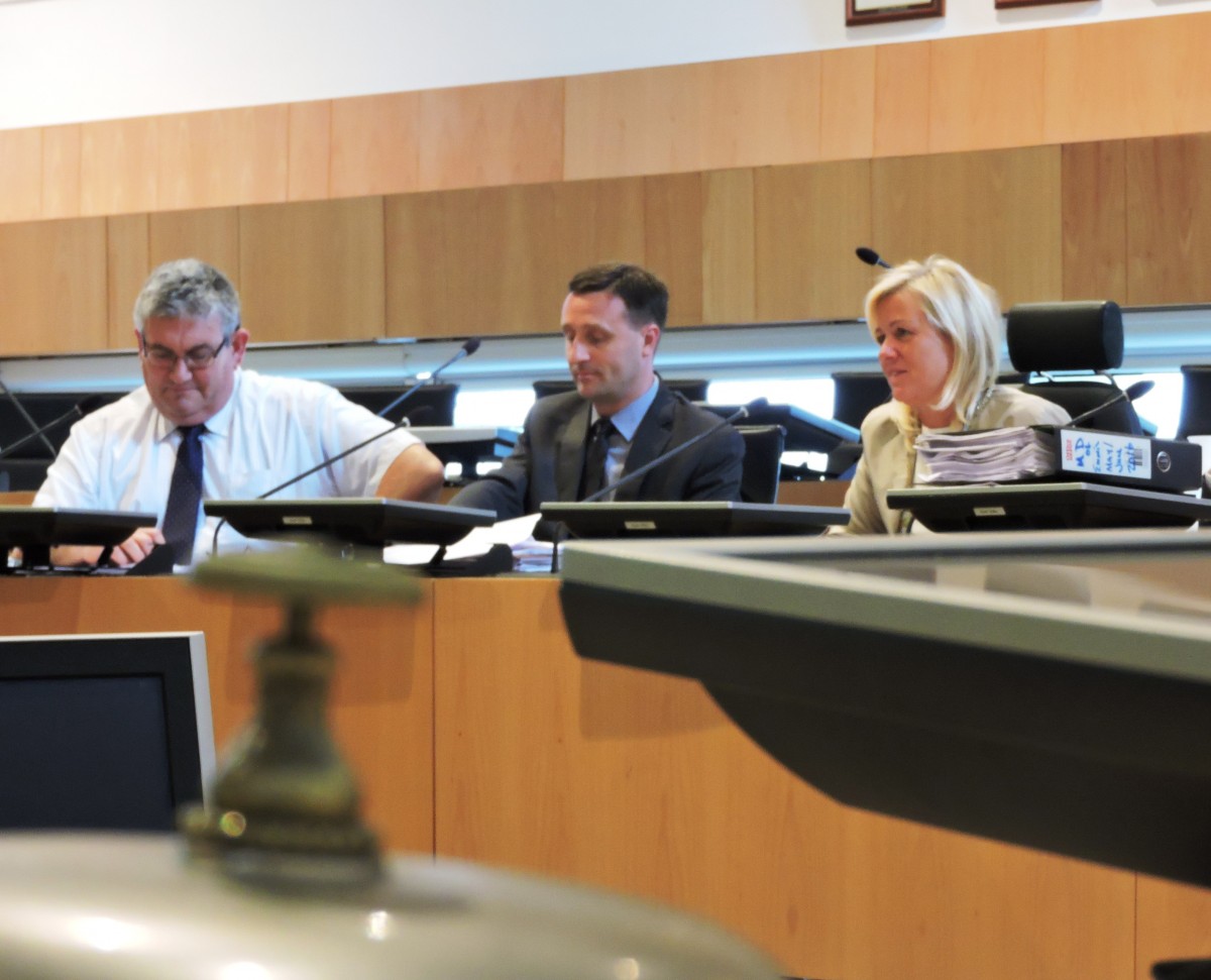 Newly elected Mayor of Ennis Ann Norton pictured following her election alongside Council officials Eamon O'Dea and Leonard Cleary.