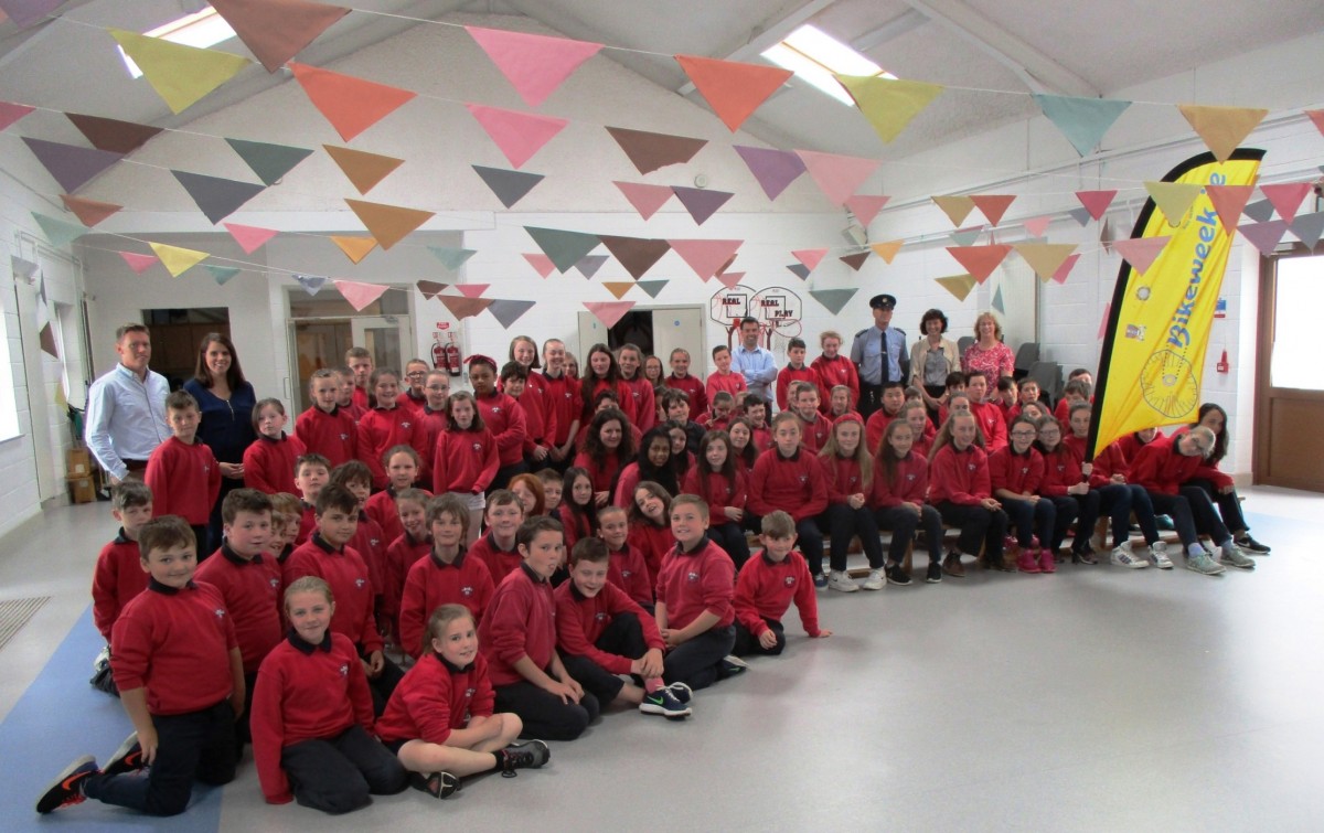 Students of Clarecastle National School participate in a Cycling Awareness Programme for students provided by Clare County Council, HSE and An Garda Síochána as part of Bike Week 2016