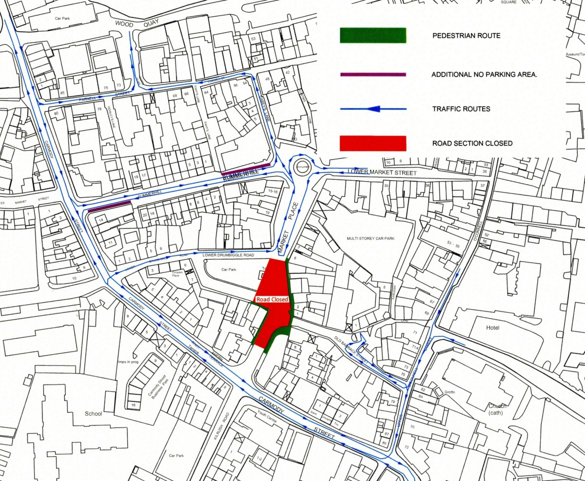 The proposed new traffic management plan for the Market area. Credit Clare County Council