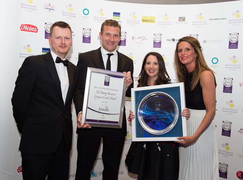 The team at Gregan's Castle Hotel accept their award.