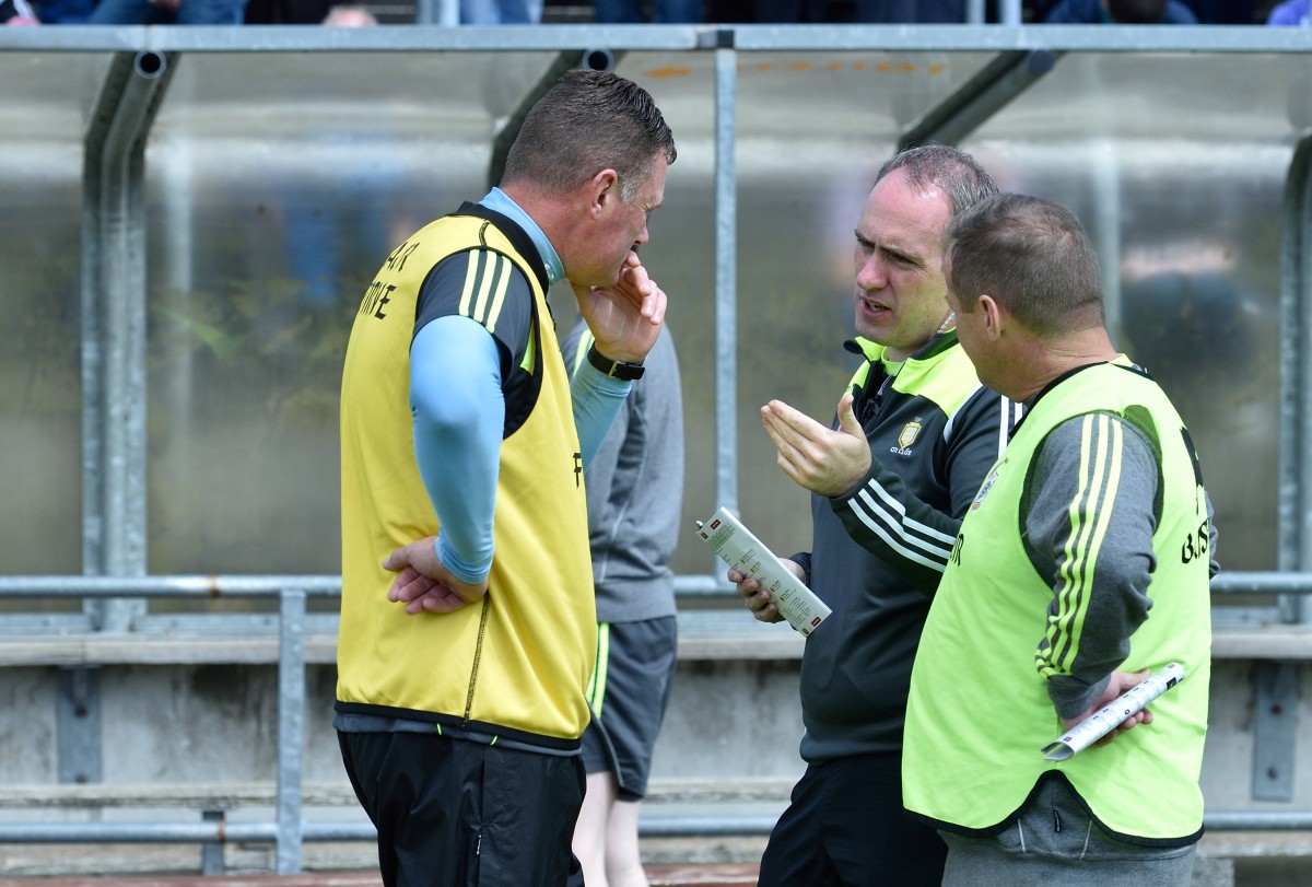 David O'Brien making a point to Mick Bohan and Colm Collins. Pic: Martin Connolly