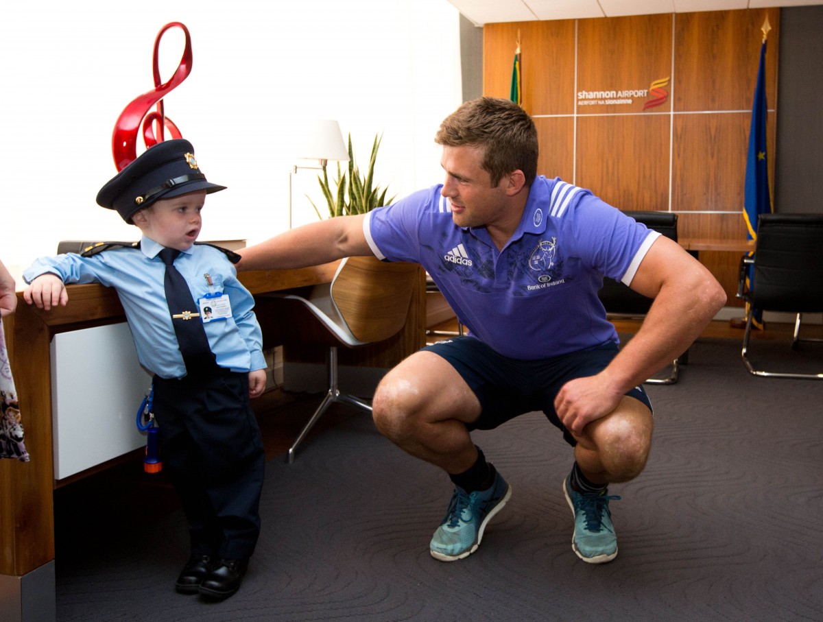 Ceejay McArdle meets CJ Stander. Pic: Sean Curtin