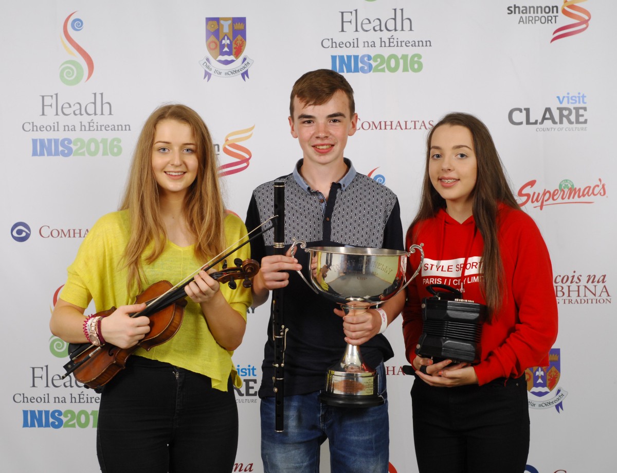 Roisin Clancy, James Kelly and Shona O'Halloran who won the Trio U15 competition. Pic: Loretta O'Loughlin (www.instantimageireland.com)