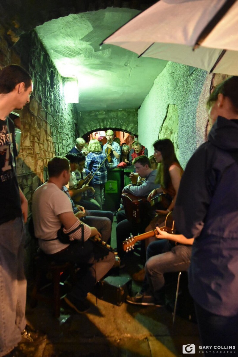 It takes more than rain to stop musicians at the Fleadh. Pic: Gary Collins