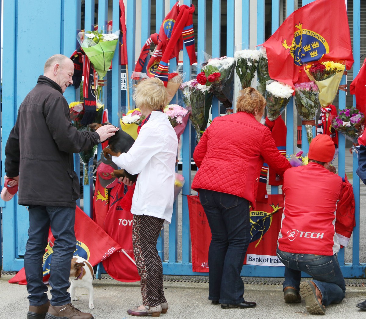 Respects are paid to the late Anthony Foley at Thomond Park by supporters. Pic: Liam Burke (Press 22)