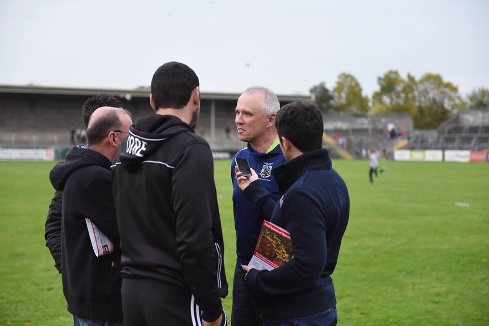 Aidan Moloney speaking to reports after the game. Pic: Martin Connolly