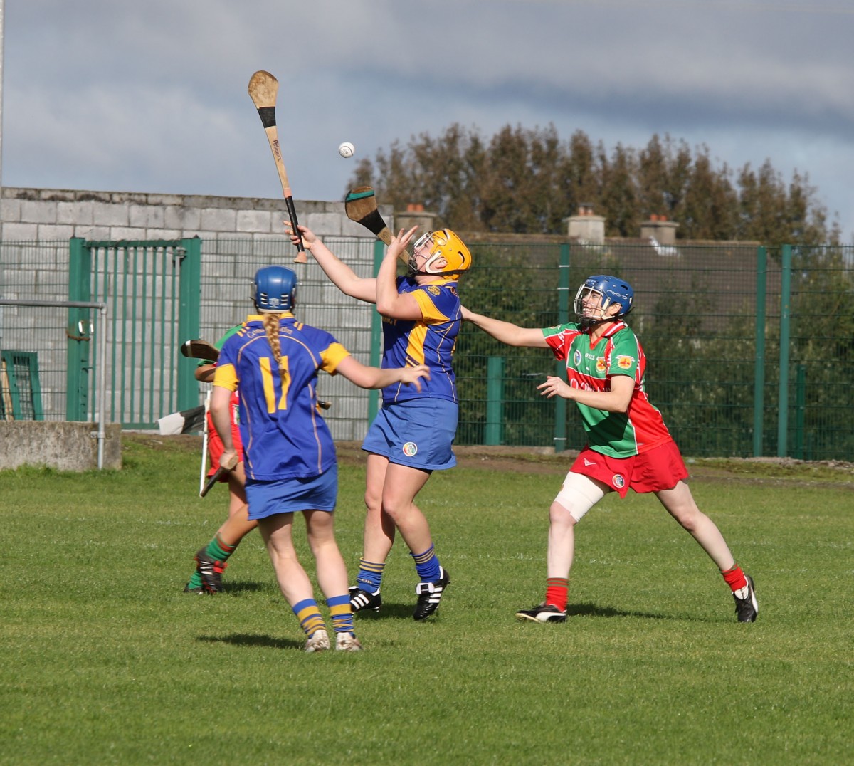 Aileen Kilmartin rises highest to collect the sliotar. Pic: Caroline O'Keeffe