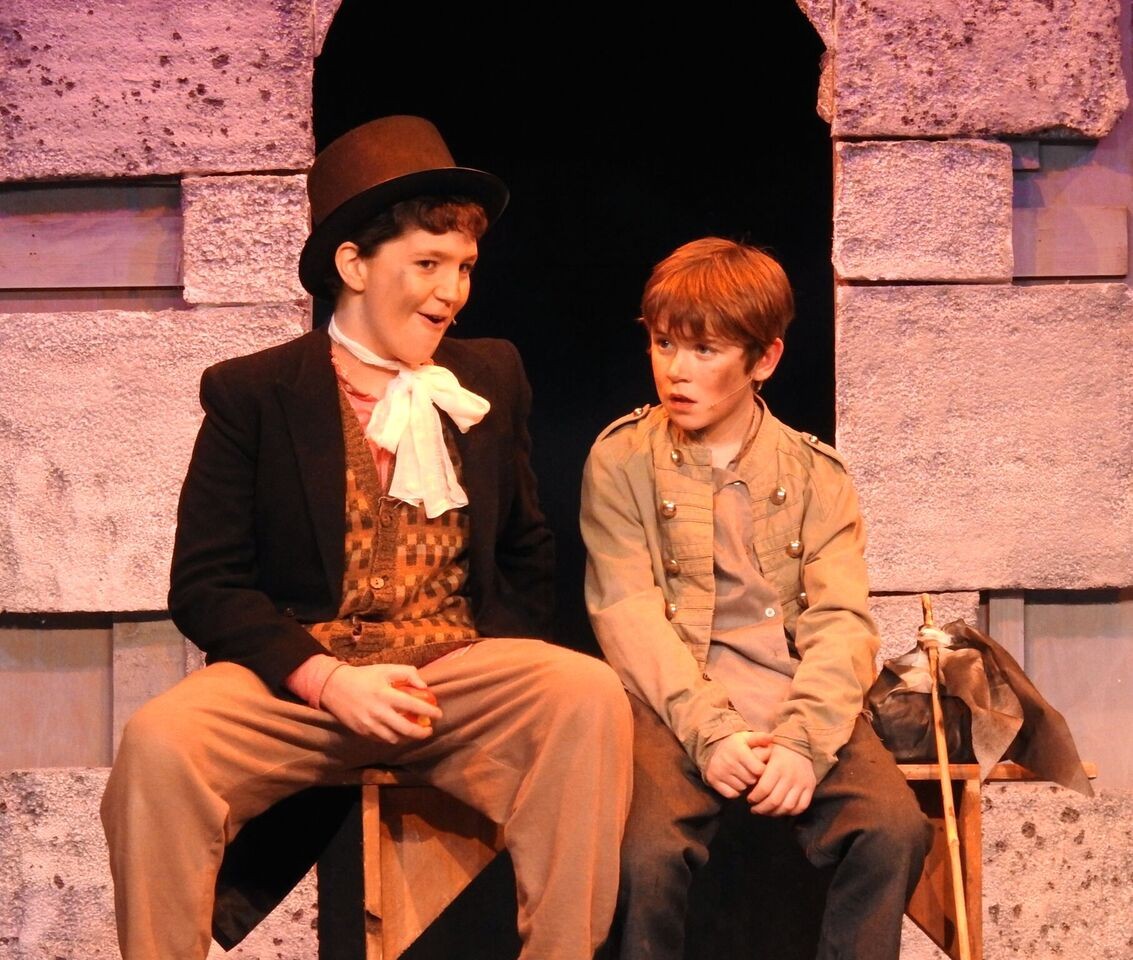 Killaloe native Justin Heaney aged 13 plays The Artful Dodger. Cathal Culloo aged 10 from Tulla plays the title role Oliver! Pic: Eoin O'Hagan