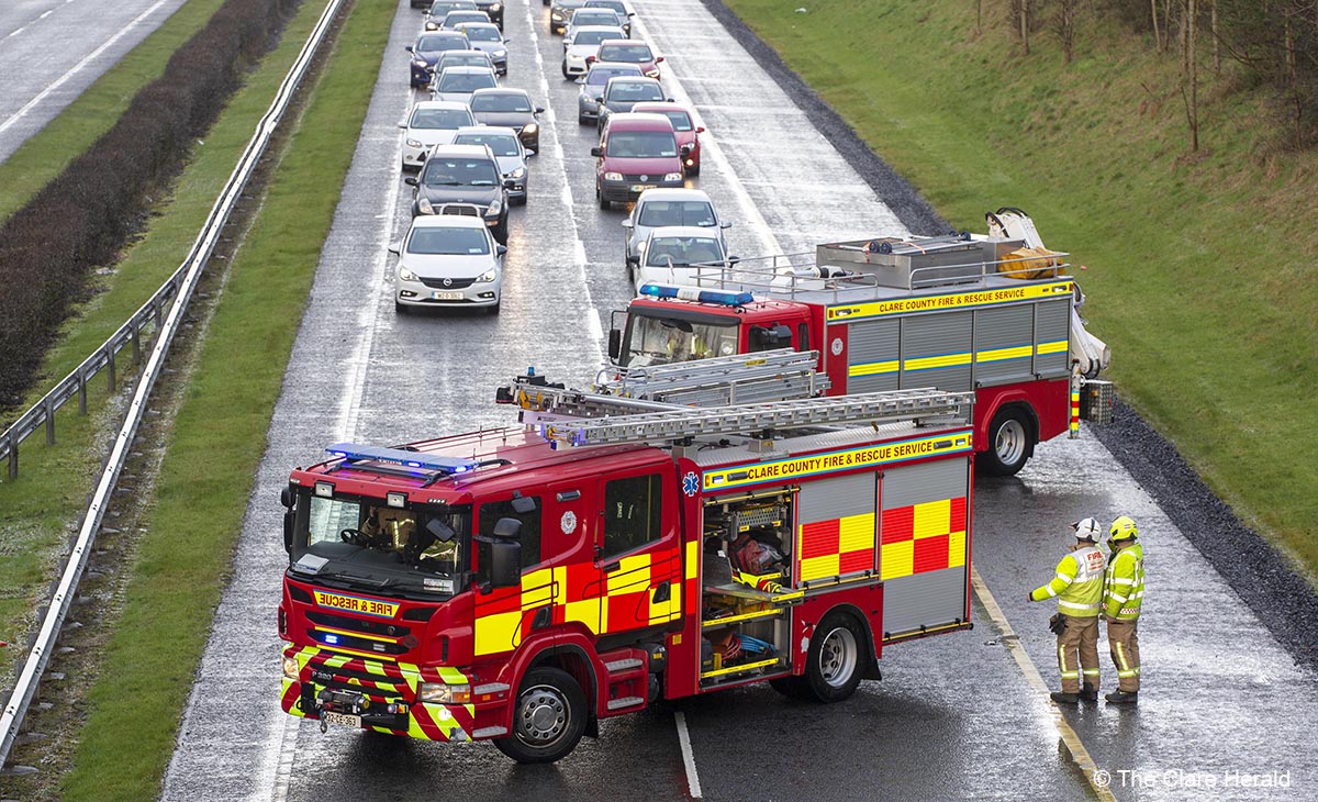 Two women hospitalised following M18 collision