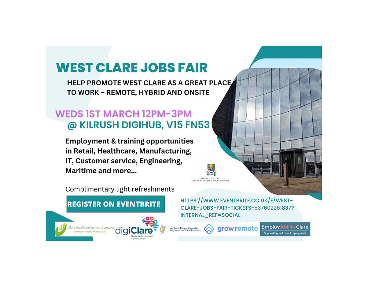 West Clare Jobs Fair in Kilrush on Wednesday
