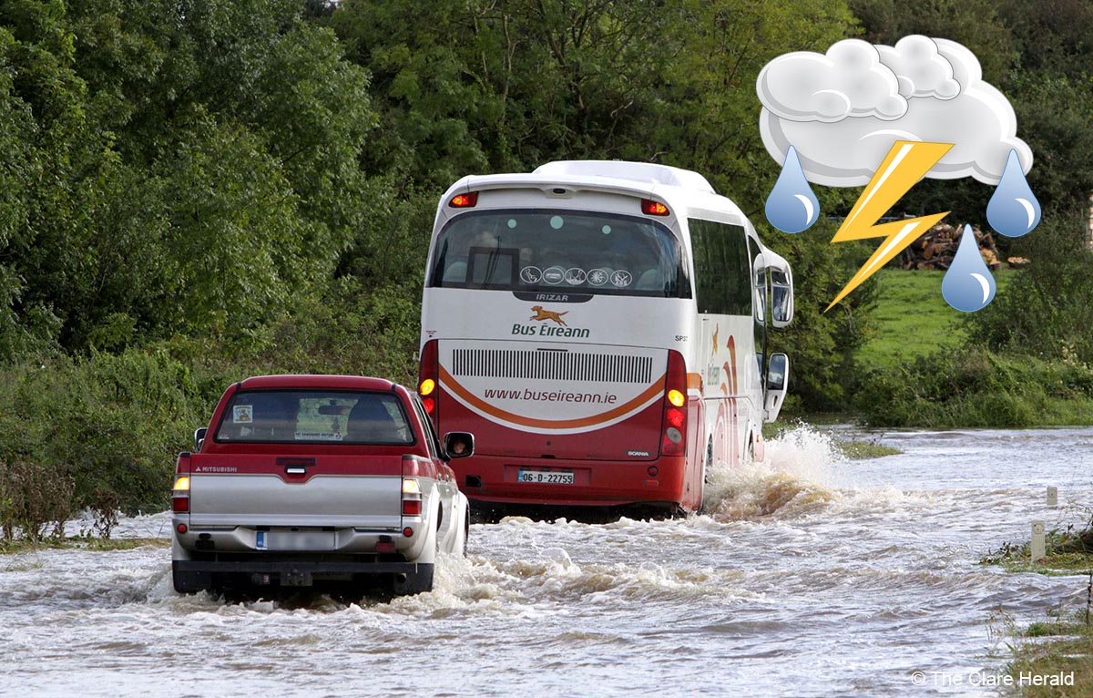 New thunderstorm and rain warning for Clare