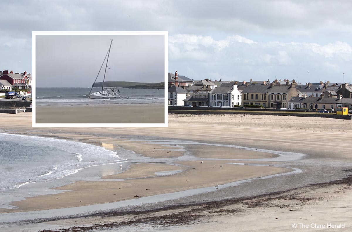 Efforts to refloat yacht aground on Kilkee beach