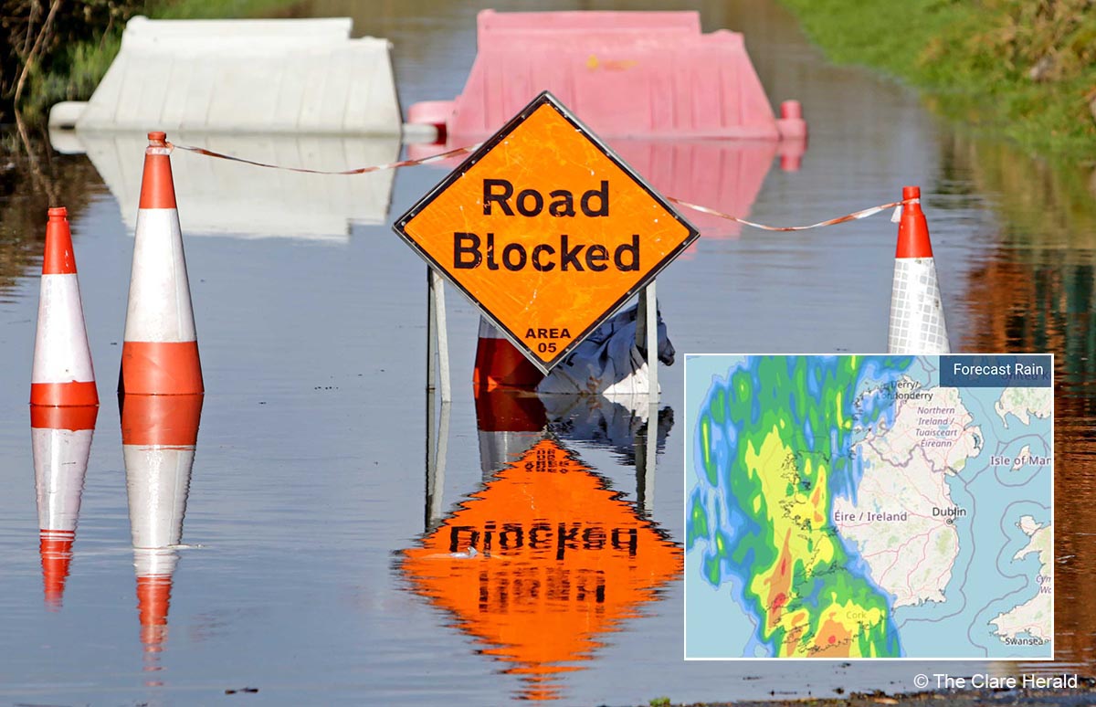 Rain warning for several counties including Clare