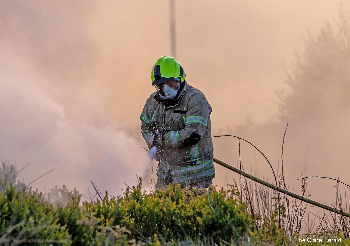 Fire crews deal with major gorse and forestry fire in Clare