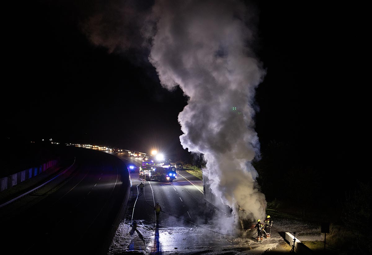 Ennis and Gort fire crews deal with M18 truck blaze