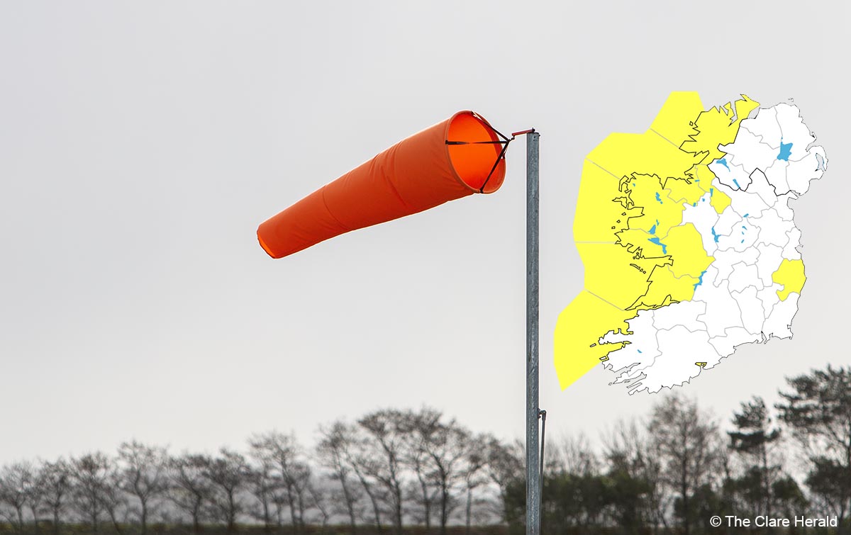 Second Status Yellow Wind Warning issued for Clare
