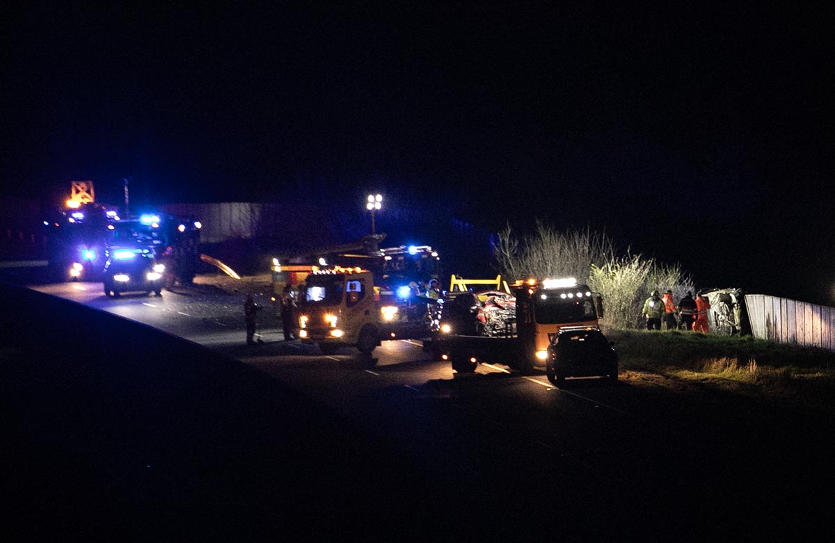 Two injured in collision that closed section of M18